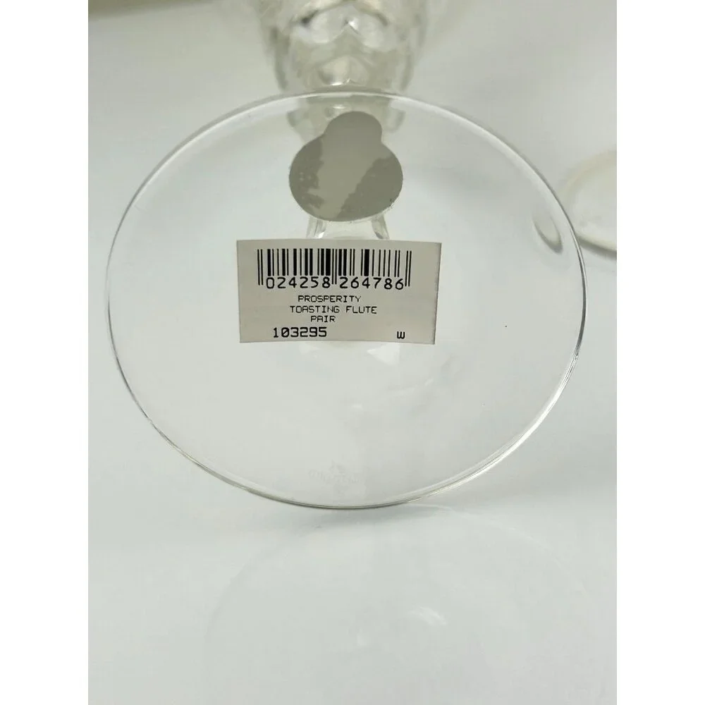 2 Waterford Crystal Millennium Wheat PROSPERITY Toasting Champagne Flutes 9.25" - Picture 13 of 16